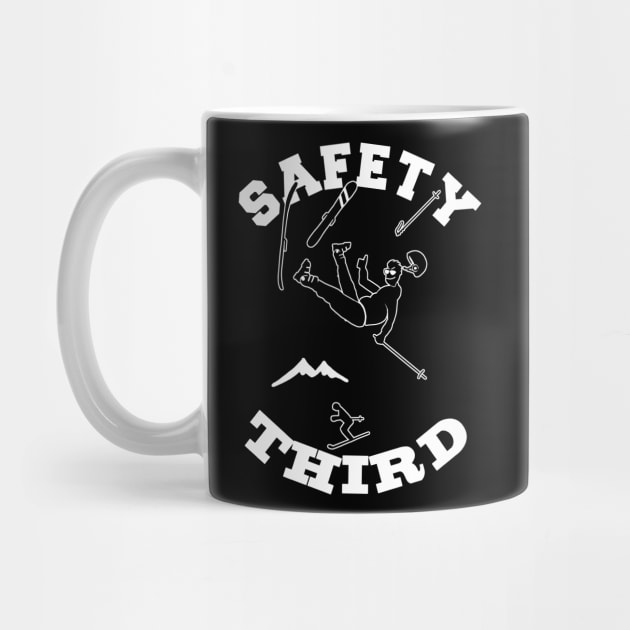 SAFETY THIRD- Funny Extreme Sports Skier on the Piste Fearless Nut Job by IceTees